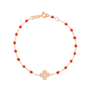 Lucky Clover Classic Gigi Coral diamond Bracelet, Rose Gold, 6.7