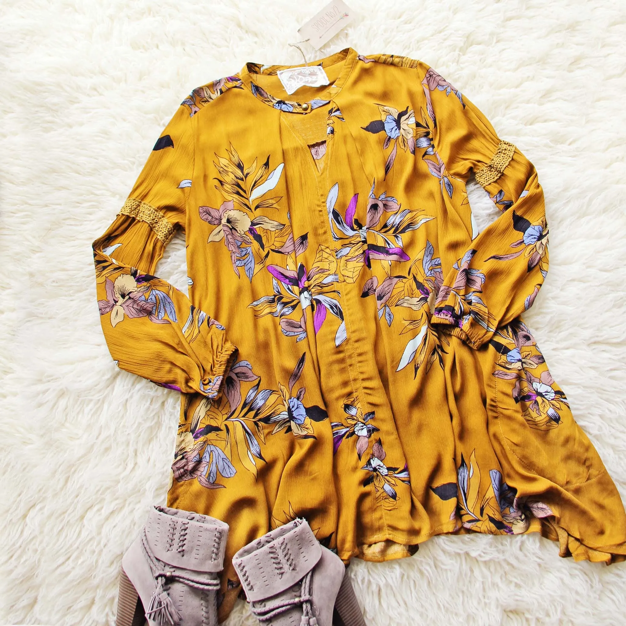 Lune & Stars Tunic Dress in Mustard (wholesale)