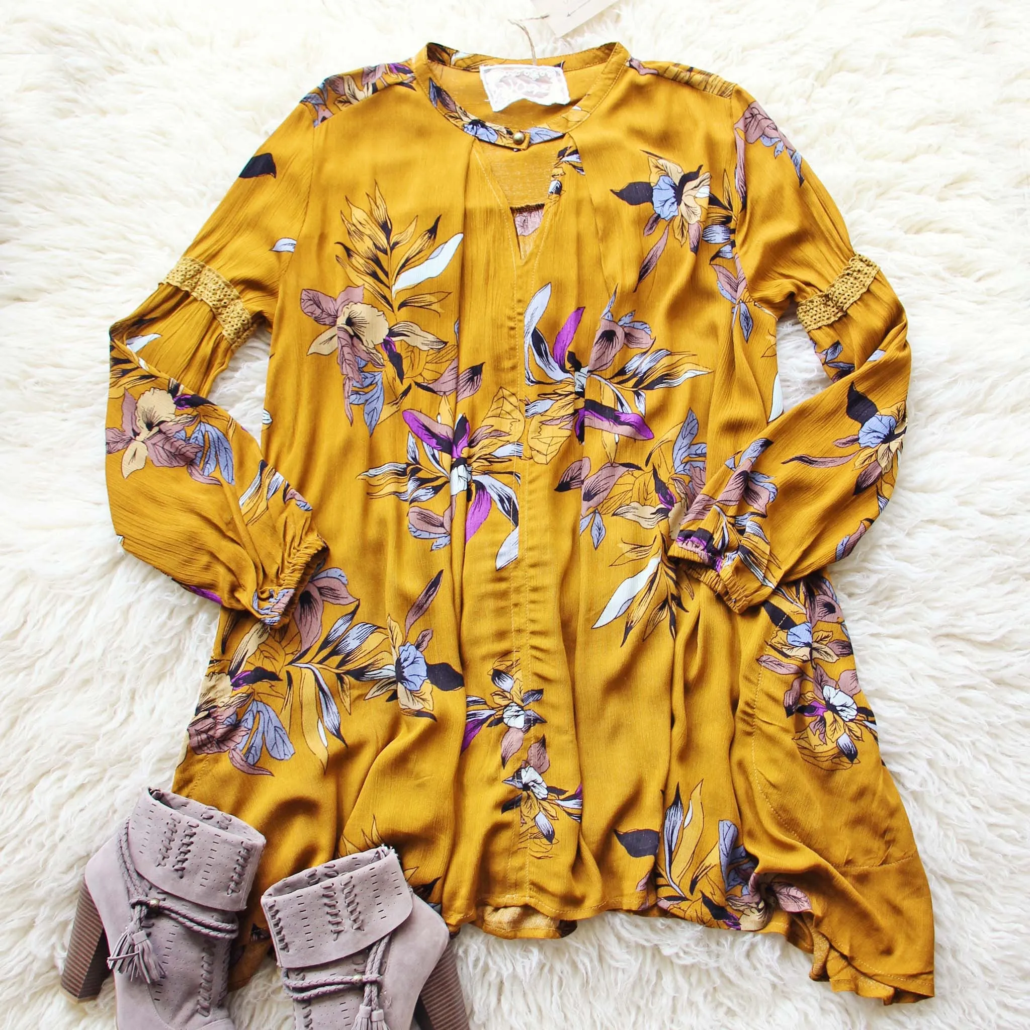 Lune & Stars Tunic Dress in Mustard (wholesale)