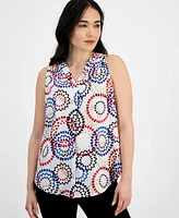 Macy's Ak Anne Klein Petite Printed V-Neck Sleeveless Top