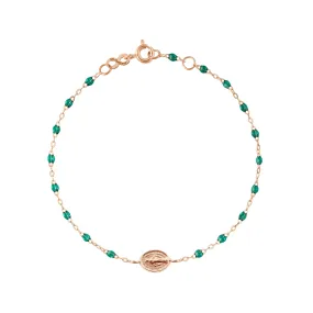 Madone Charm Classic Gigi Emerald bracelet, Rose Gold, 6.7