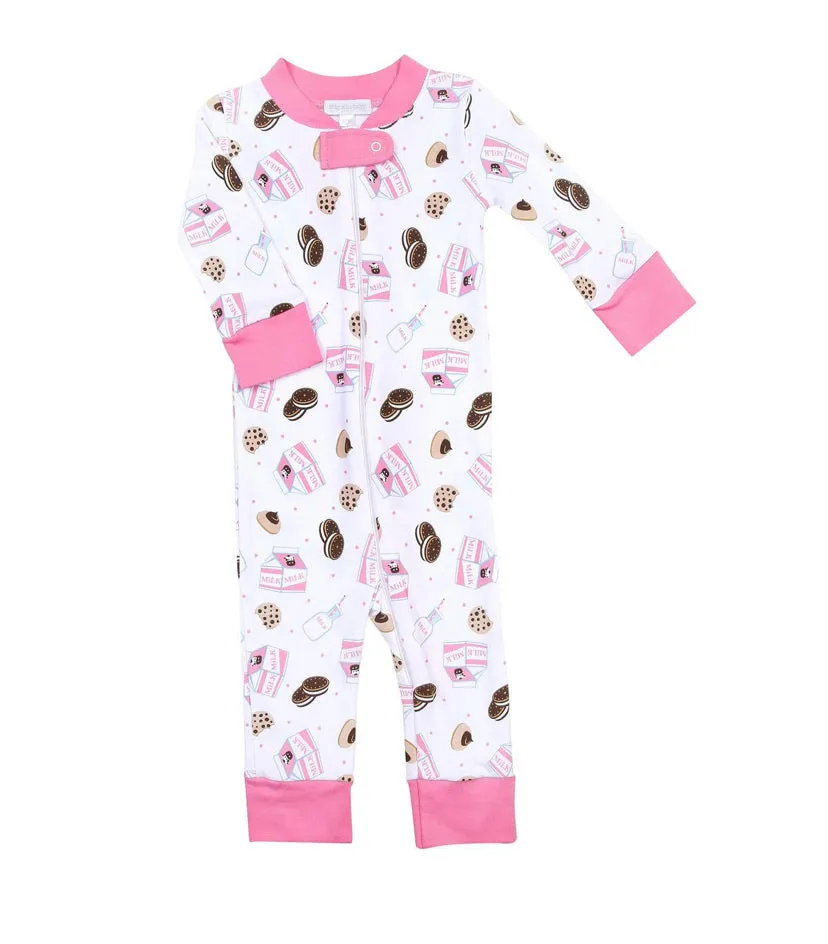 Magnolia Baby Zipped PJ Romper - Cookies & Milk Pink