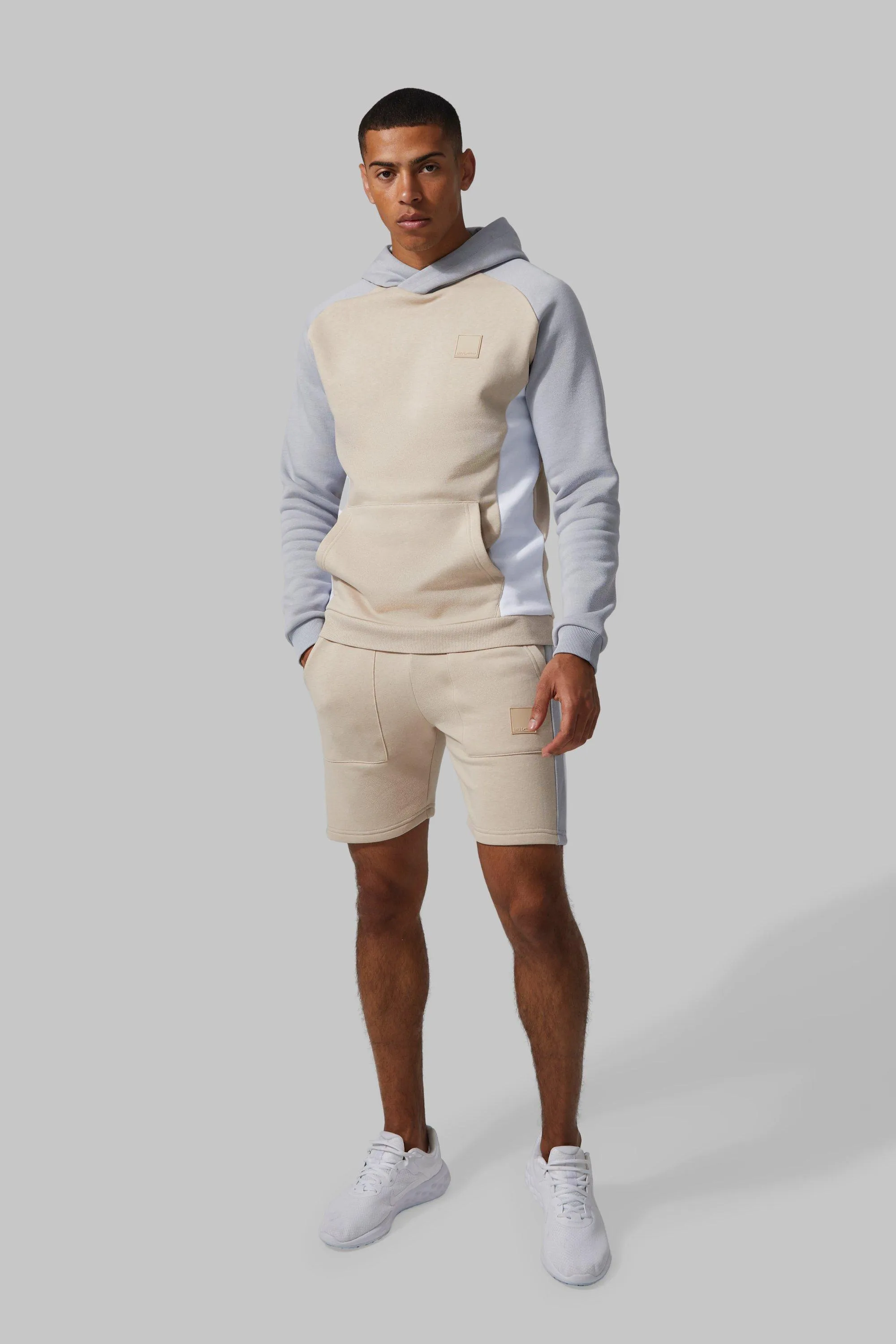 Man Active Colour Block Short Tracksuit | boohooMAN UK