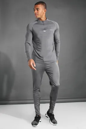 Man Active Gym 1/4 Zip Funnel Neck Tracksuit | boohooMAN UK