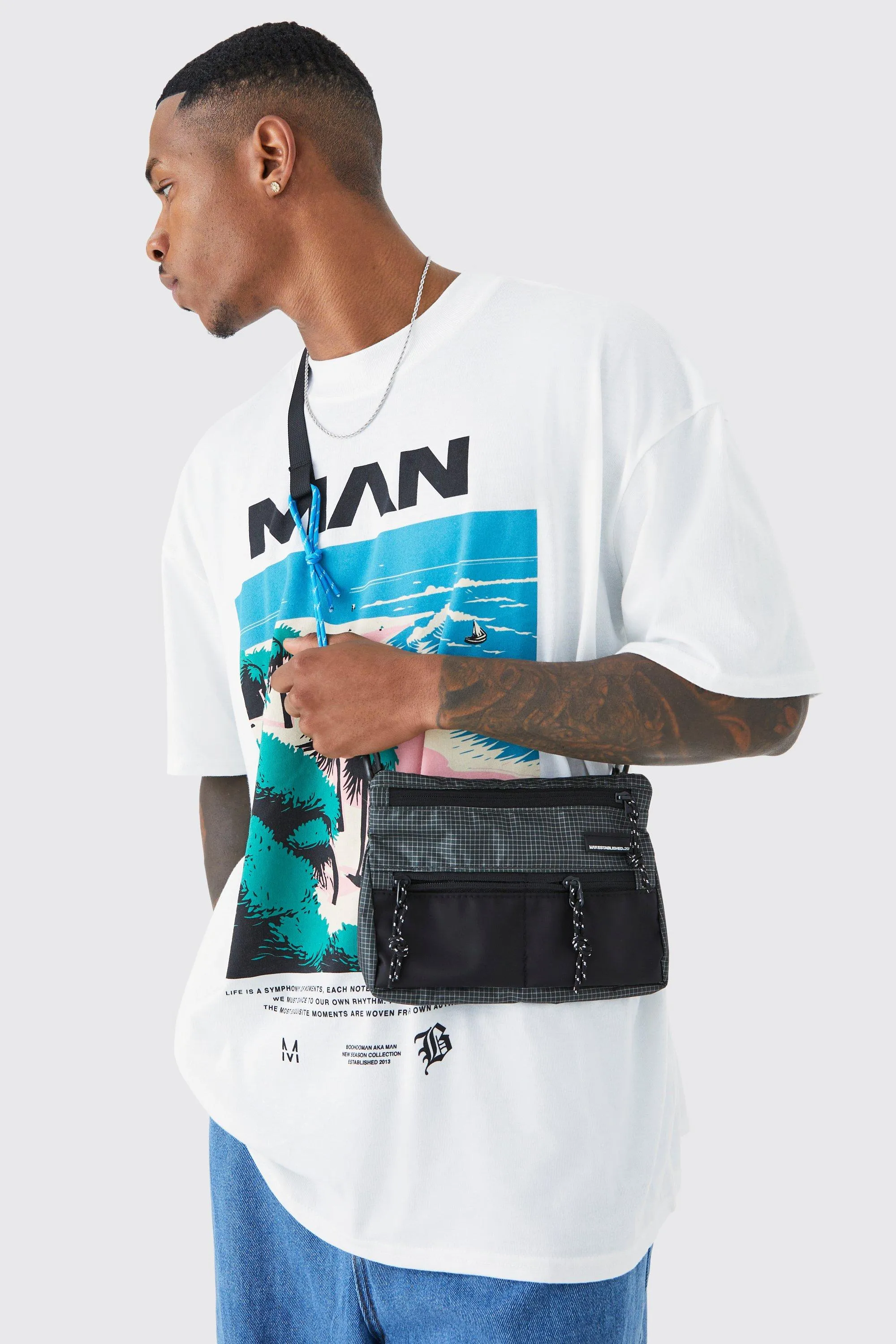 Man Nylon Cross Body Utility Bag