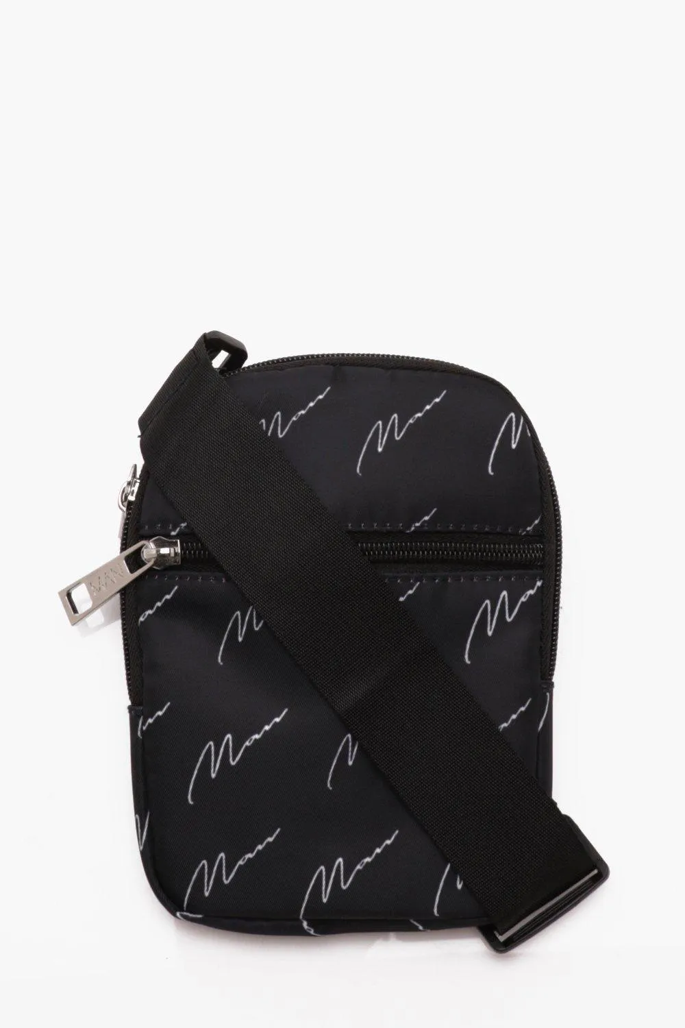 MAN Script All Over Print Cross Body Bag