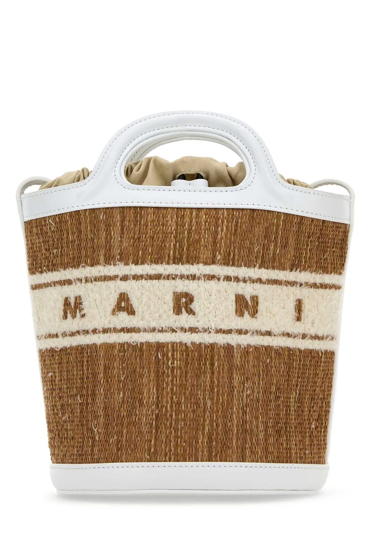 Marni Two Tone Raffia And Leather Tropicalia Bucket Bag