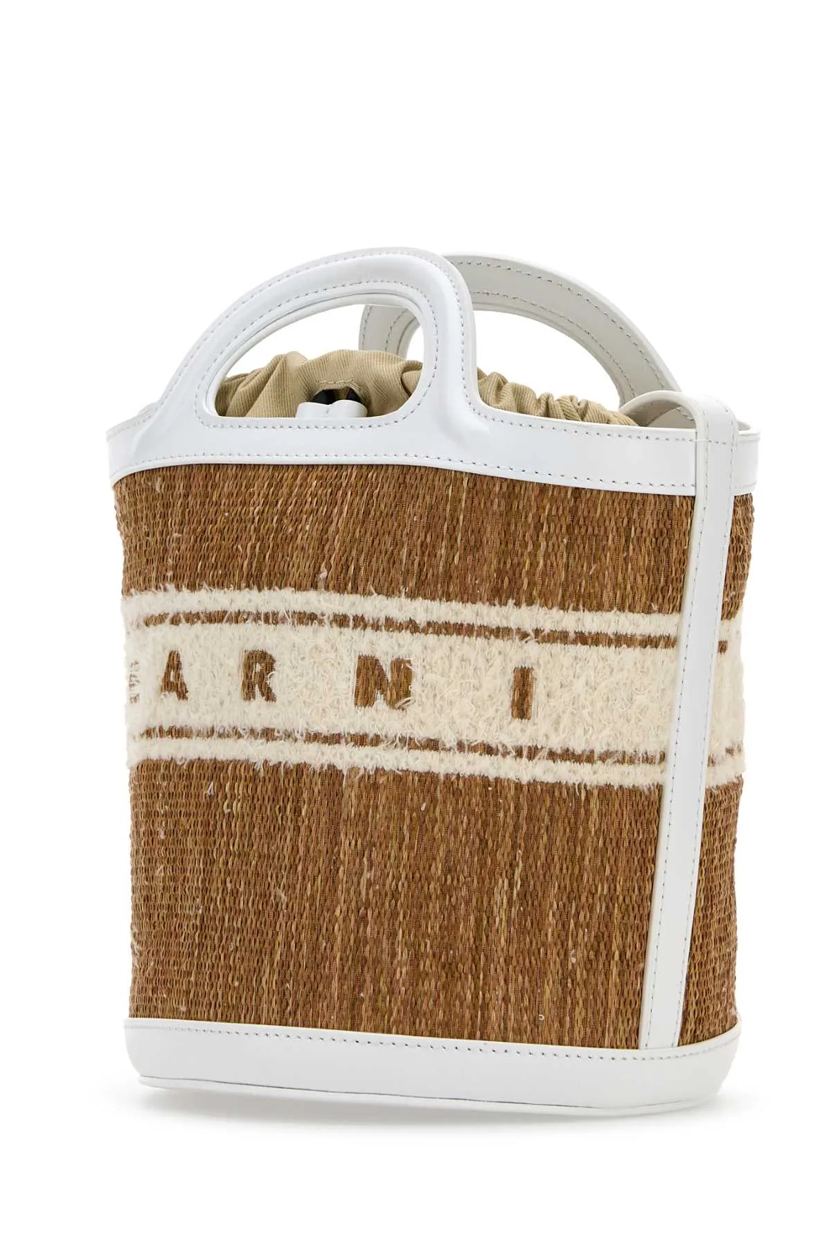 Marni Two Tone Raffia And Leather Tropicalia Bucket Bag