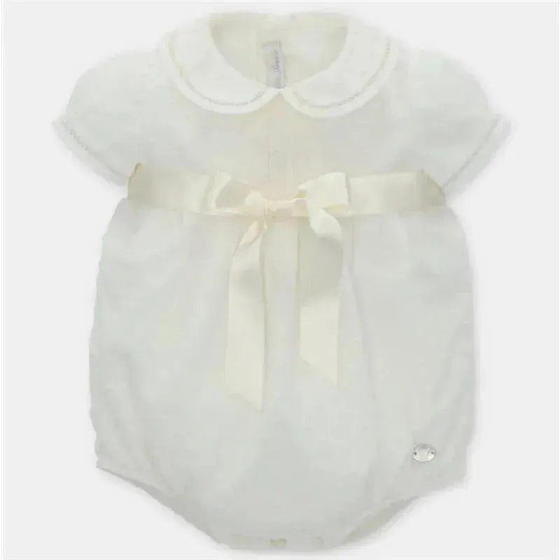 Martin Aranda - Baby Short Romper Woven Plumeti Nuage, Ivory