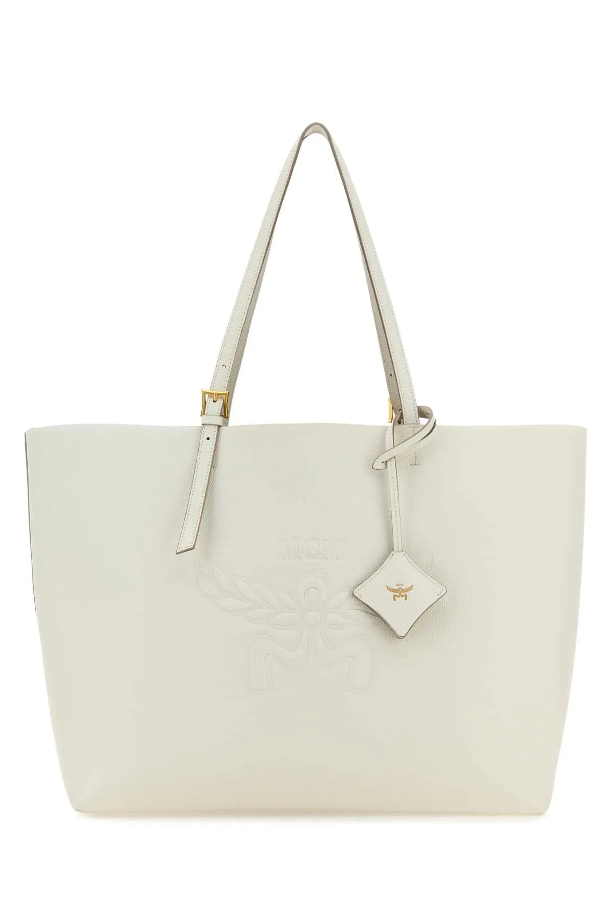 Mcm White Leather Large Himmel Shopping Bag