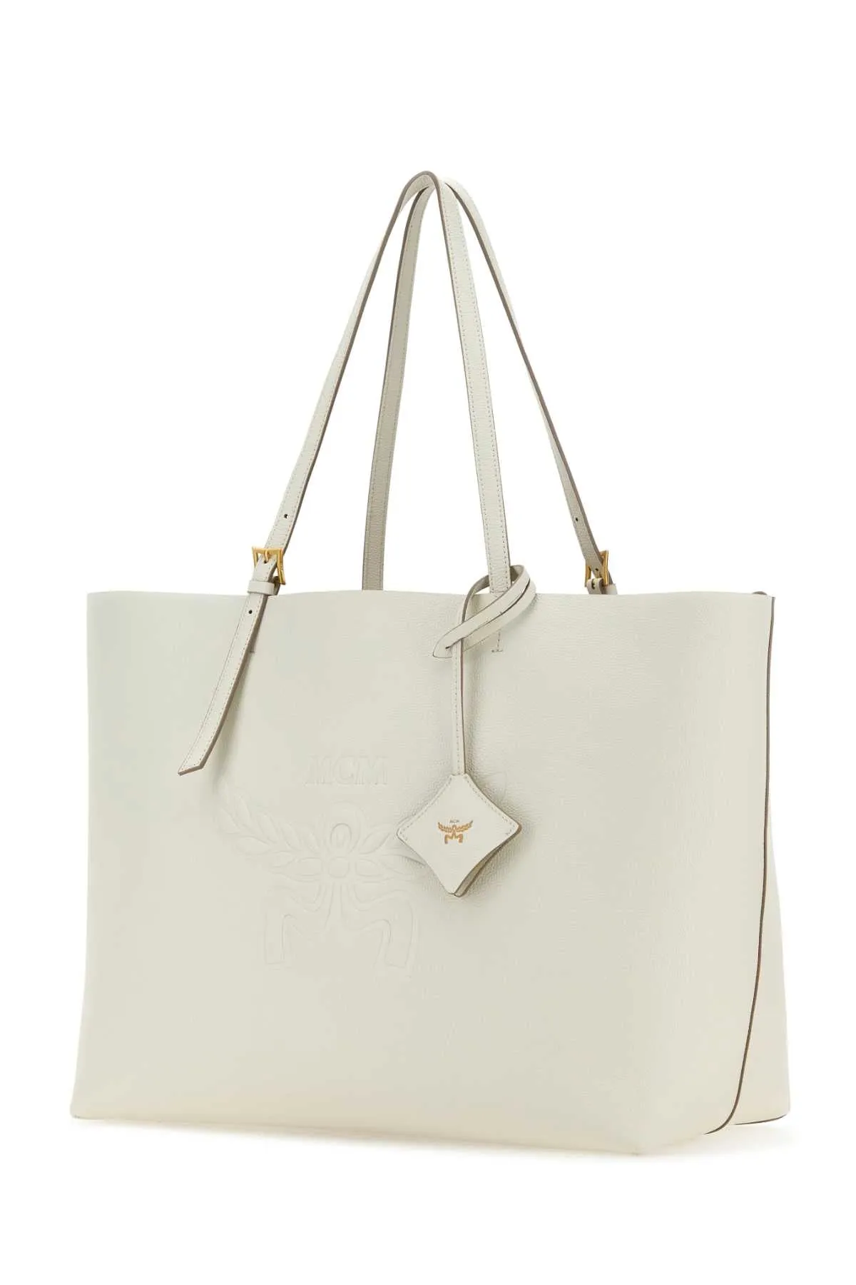 Mcm White Leather Large Himmel Shopping Bag