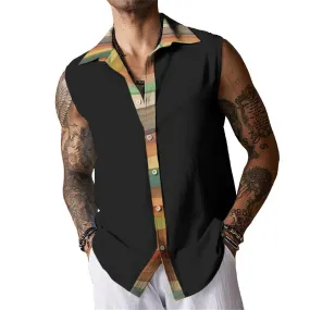 Men's Color Block Rainbow Striped Sleeveless Shirt Tank Top 74174770TO