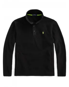 Mens Funnel Neck Fleece Sweatshirt Polo Black