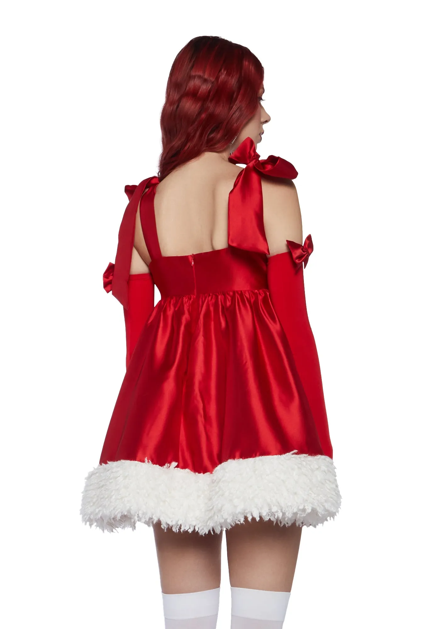 Merry Provocative Babydoll Dress And Gloves Set-