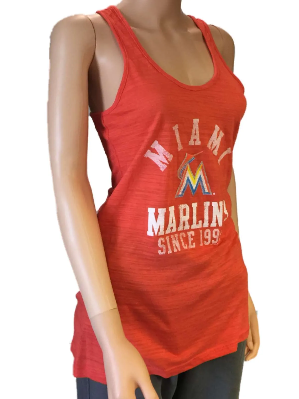 Miami Marlins SAAG Women Orange Racerback Sleeveless Tri-Blend Tank Top