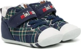 Miki House check-print touch-strap sneakers Blue