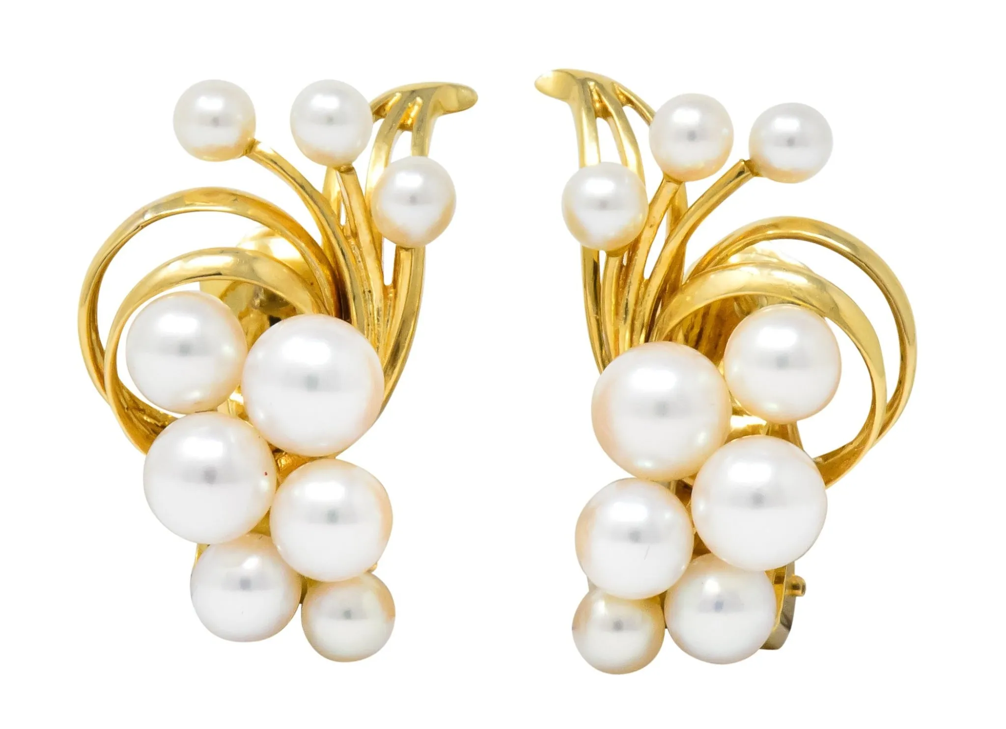 Mikimoto Cultured Pearl 18 Karat Gold Ear-Clip Earrings