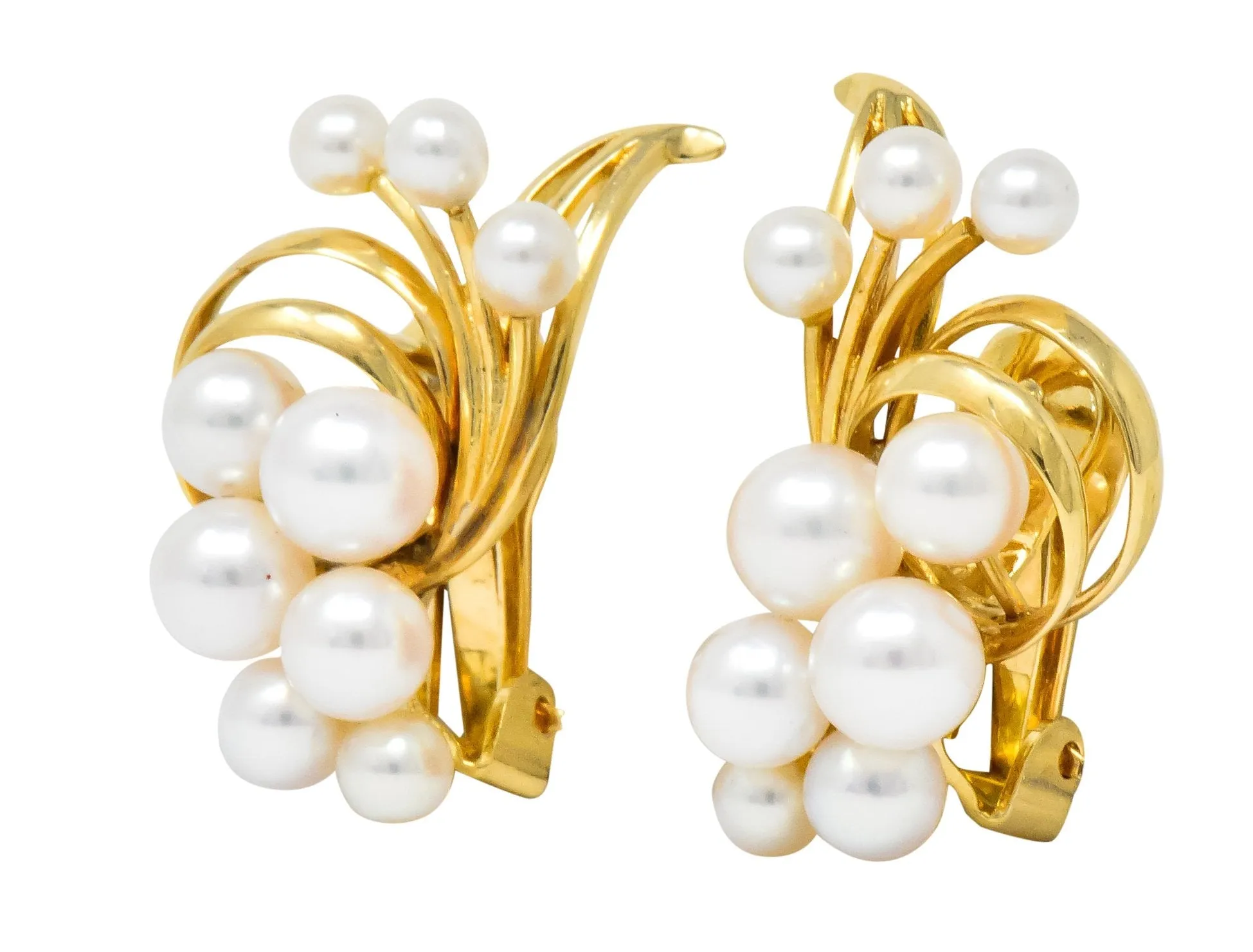 Mikimoto Cultured Pearl 18 Karat Gold Ear-Clip Earrings