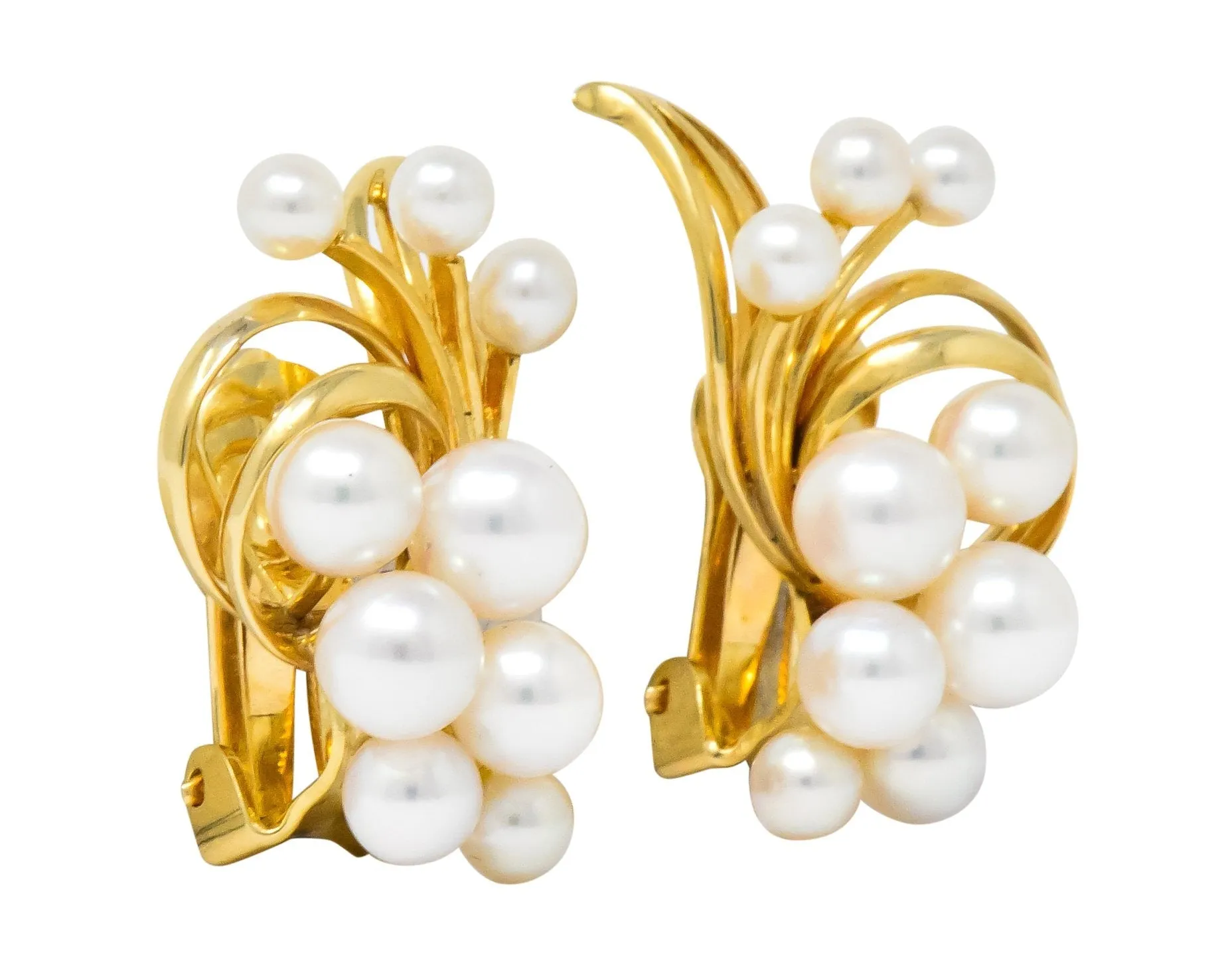 Mikimoto Cultured Pearl 18 Karat Gold Ear-Clip Earrings