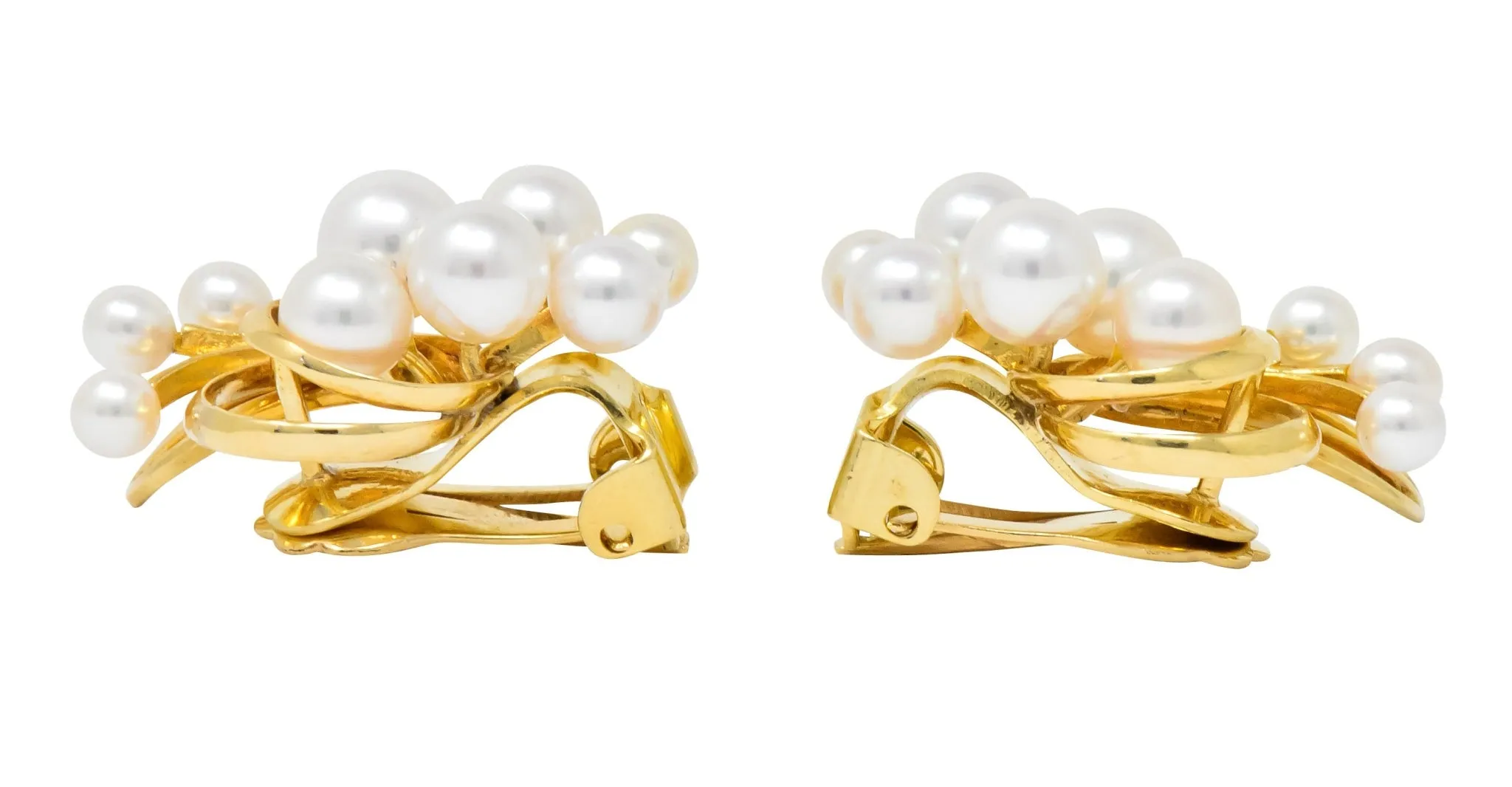 Mikimoto Cultured Pearl 18 Karat Gold Ear-Clip Earrings