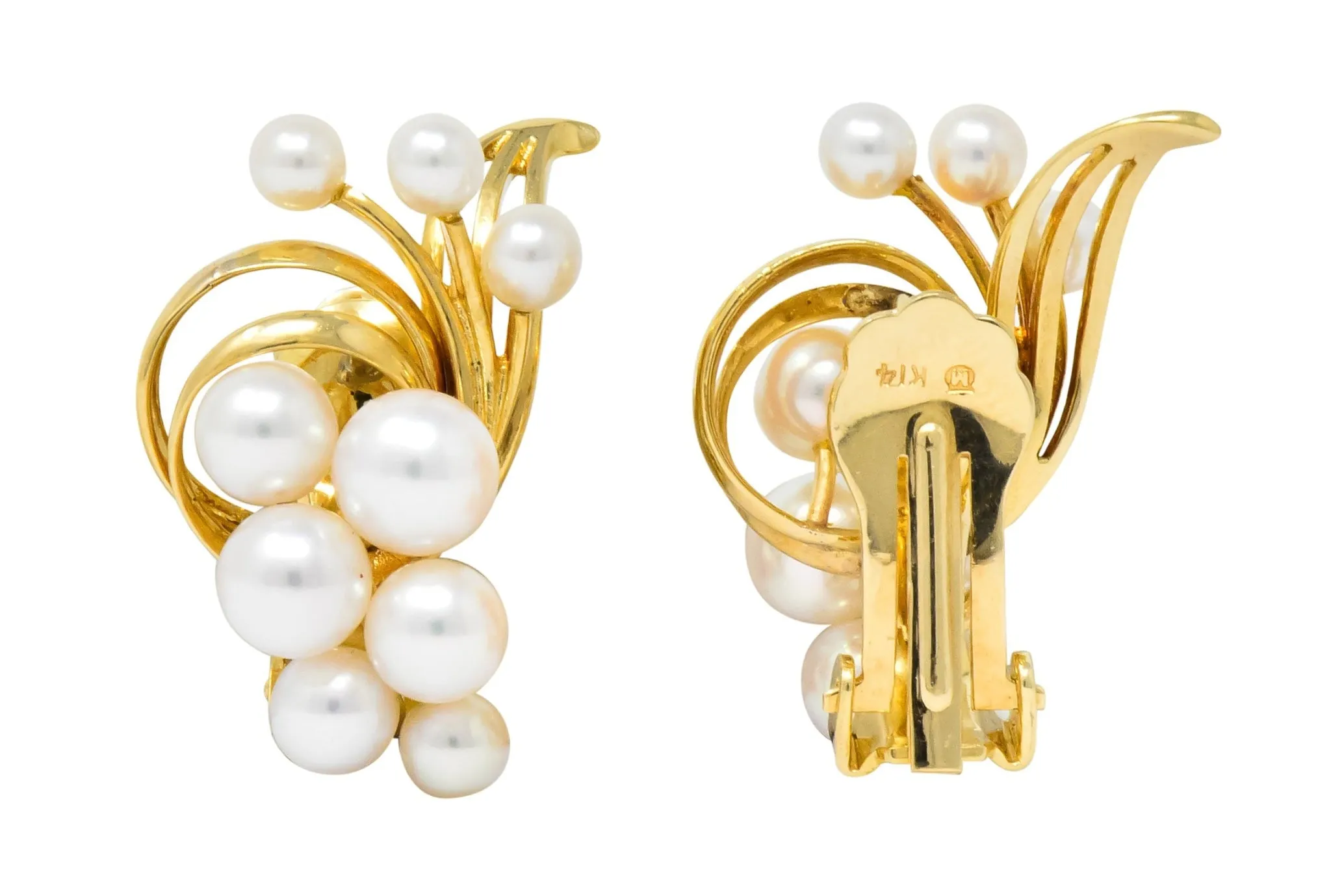 Mikimoto Cultured Pearl 18 Karat Gold Ear-Clip Earrings