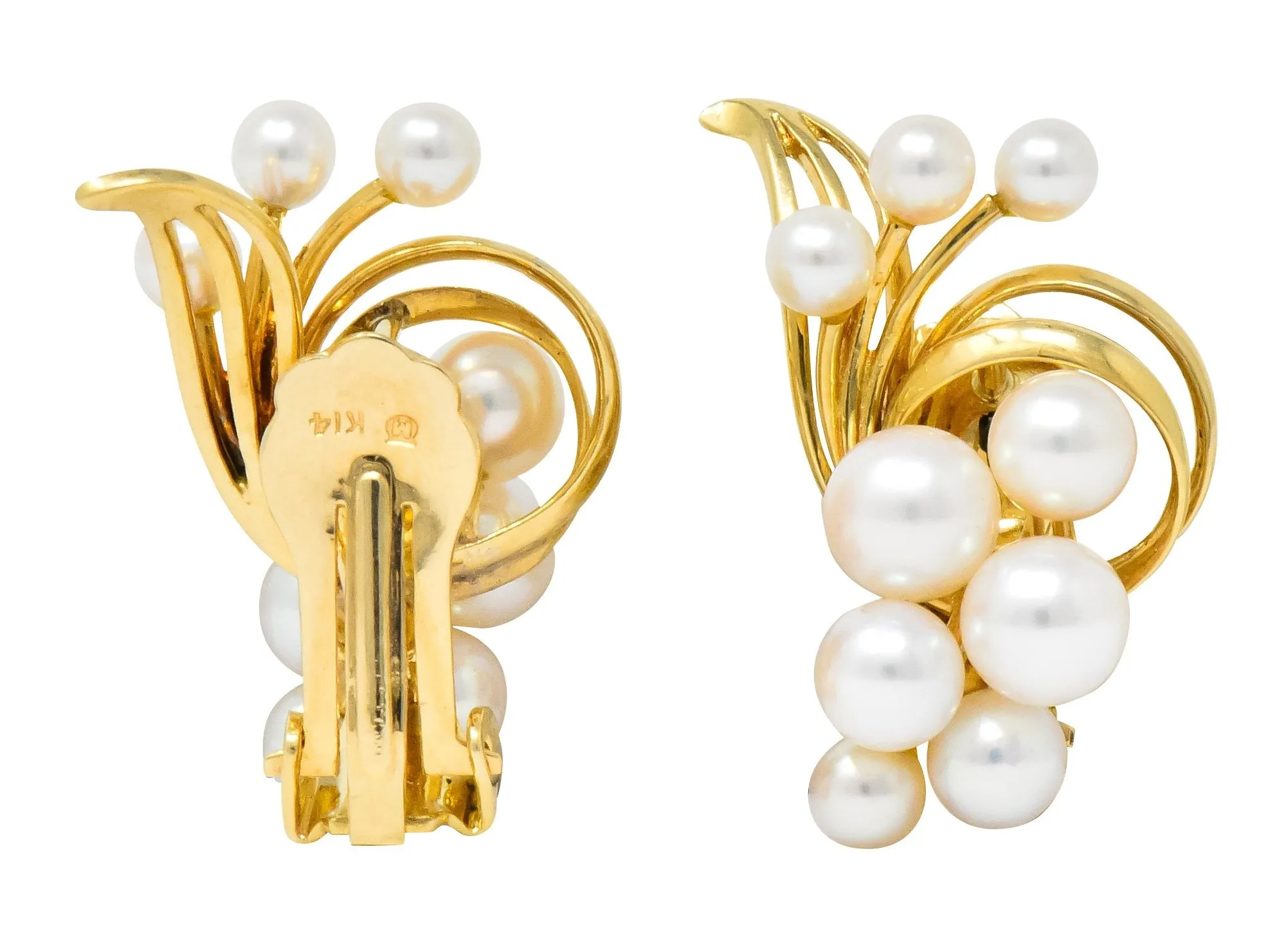 Mikimoto Cultured Pearl 18 Karat Gold Ear-Clip Earrings