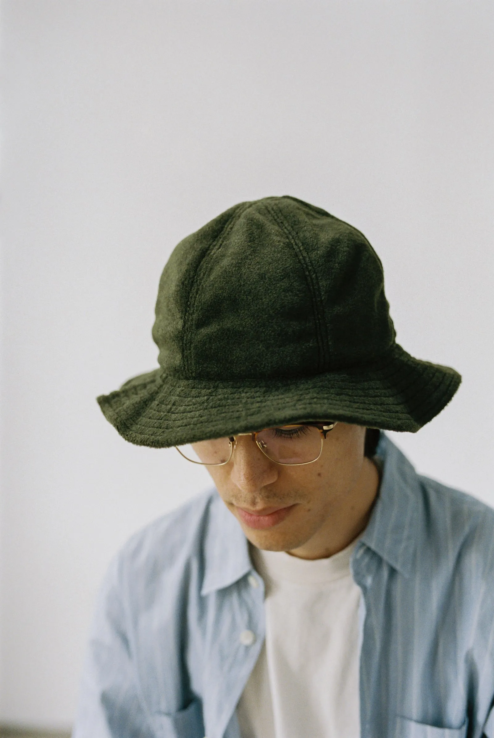 Military Sun Hat Green Polar Fleece