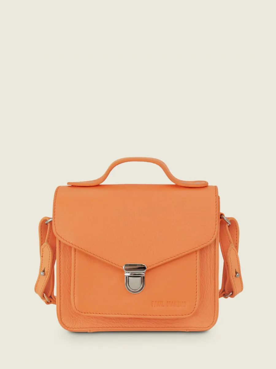 Mini Orange Leather Cross-Body Bag for Women - Mademoiselle George XS Pastel Apricot | PAUL MARIUS