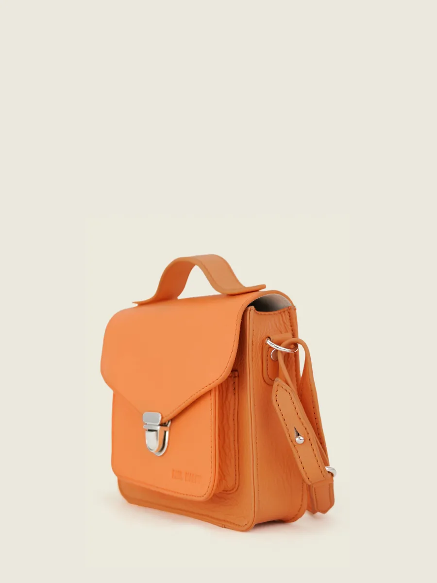 Mini Orange Leather Cross-Body Bag for Women - Mademoiselle George XS Pastel Apricot | PAUL MARIUS