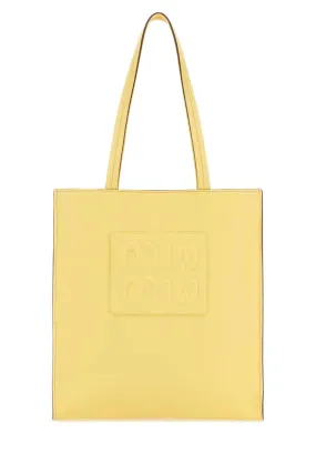 Miu Miu Pastel Yellow Leather Shopping Bag