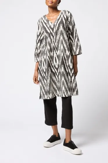 Monochrome Ikat Tunic - Black/White - GTT5644-MONI