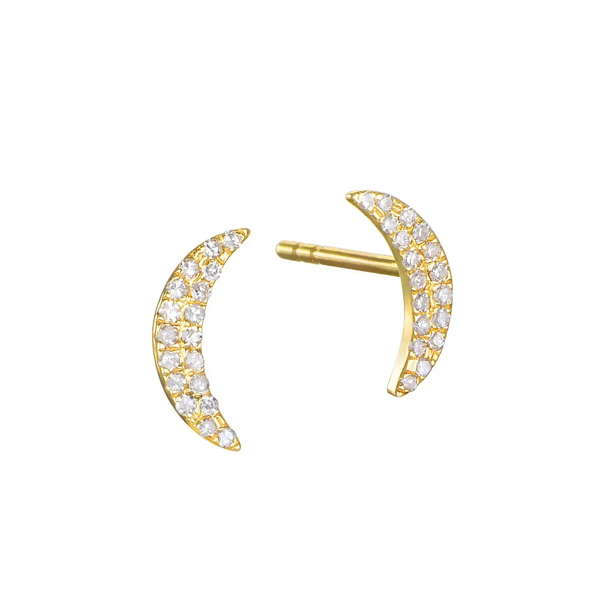 Moon Diamond 14kt Gold Stud Earrings