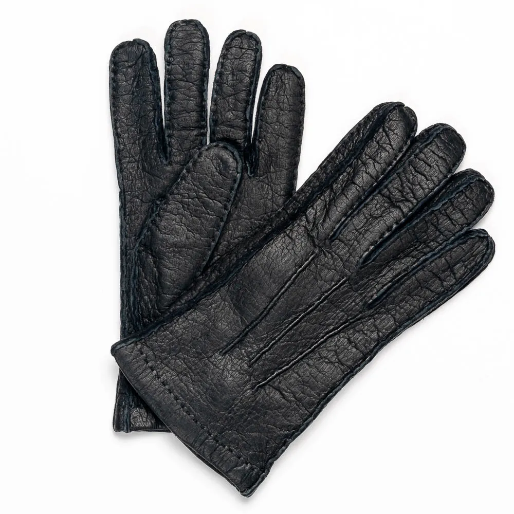 Moreschi Vail Genuine Peccary / Cashmere Gloves Black