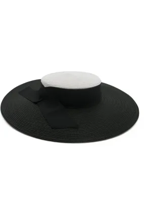 ----Morgan & Taylor   ----Azaria Boater Hat (Black/ White) ---