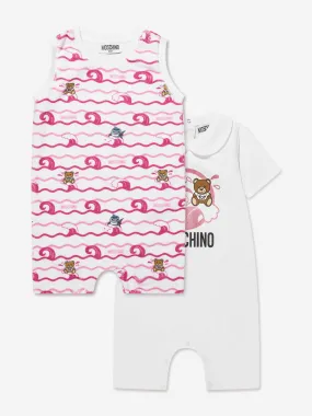 Moschino Baby Girls Romper Gift Set (2 Piece) in White