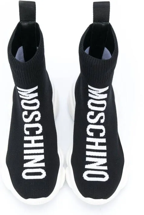 Moschino Kids logo print sock trainers Black