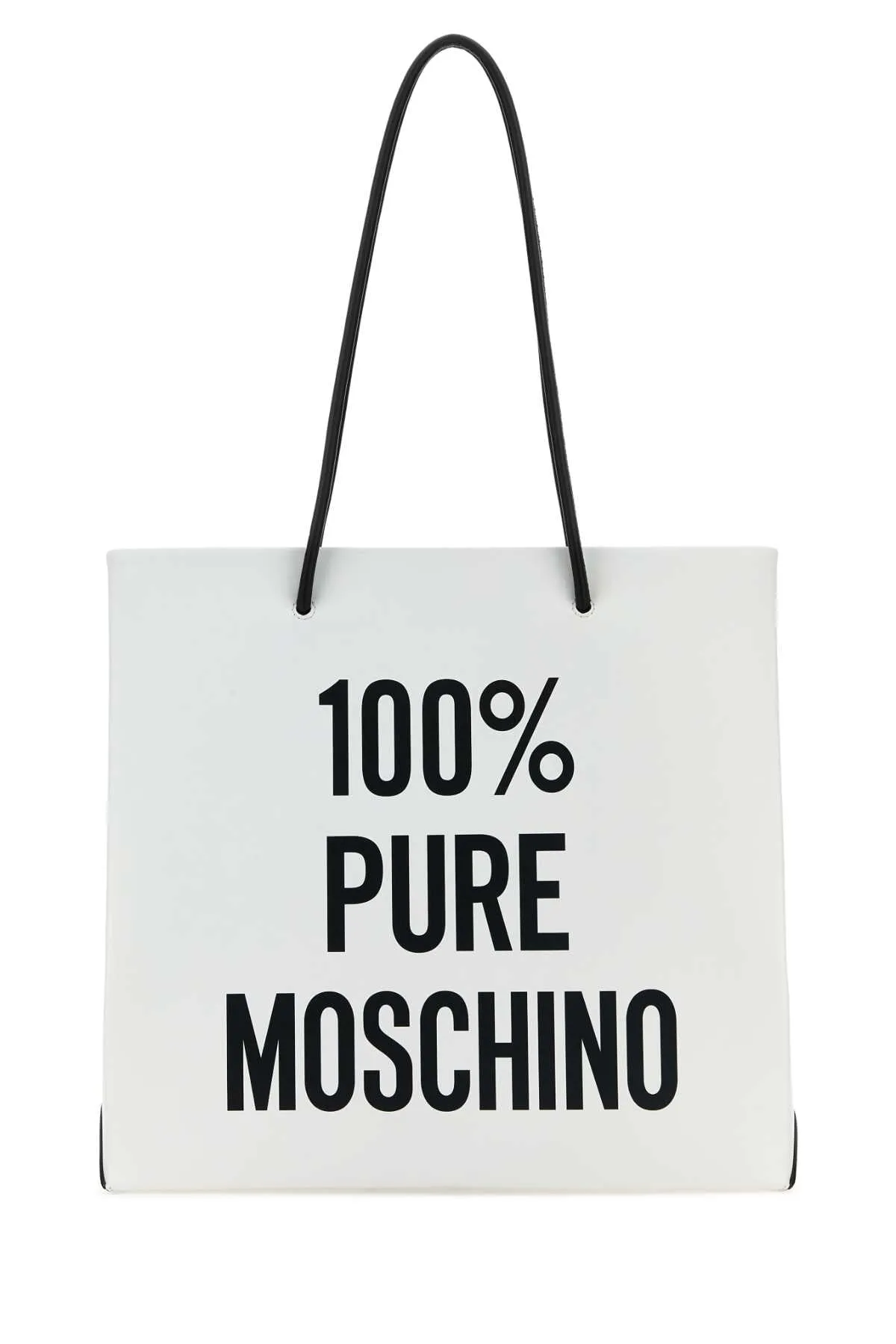 Moschino White Leather 100% Pure Moschino Shopping Bag