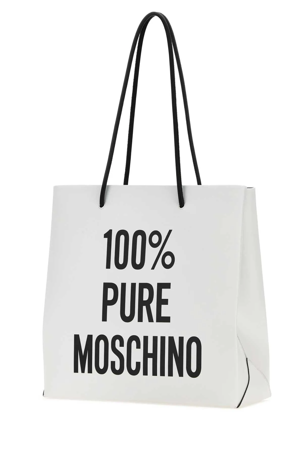 Moschino White Leather 100% Pure Moschino Shopping Bag