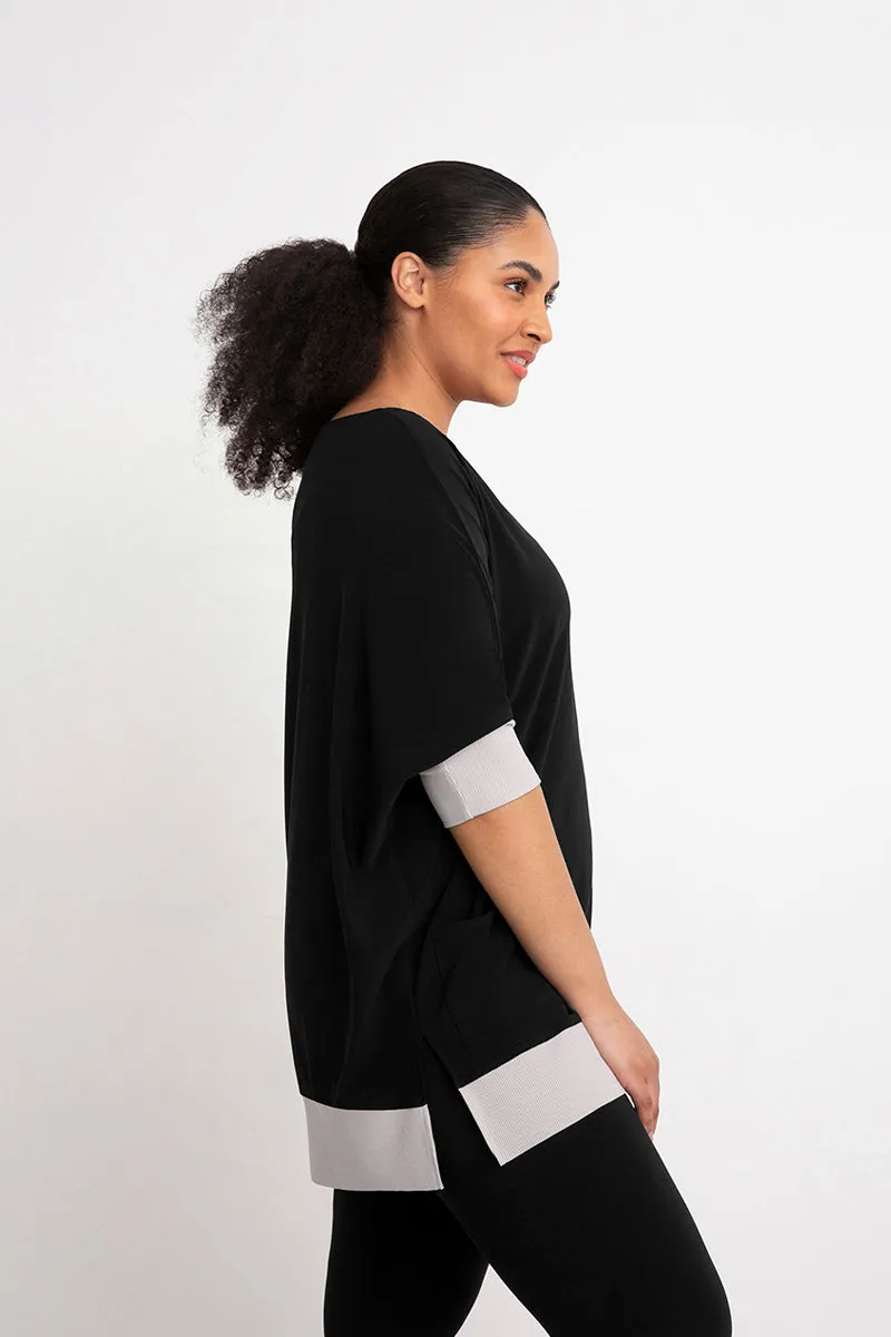 Motion Pocket Boxy Tunic | Black/Fog