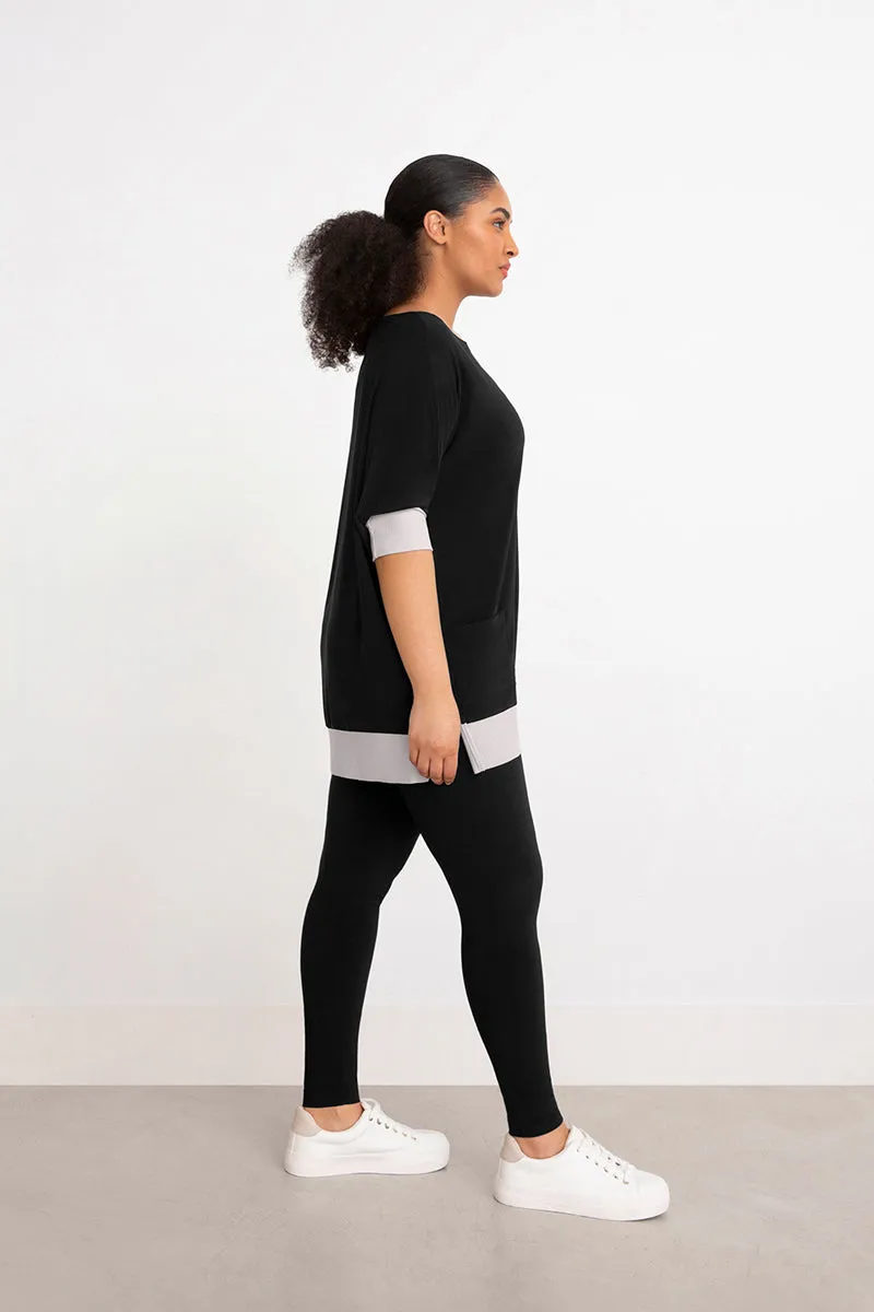 Motion Pocket Boxy Tunic | Black/Fog