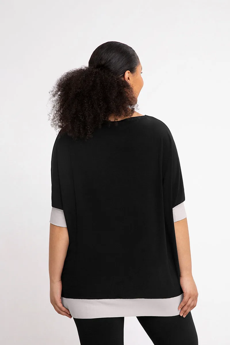 Motion Pocket Boxy Tunic | Black/Fog