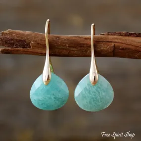 Natural Amazonite Water Drop Earrings