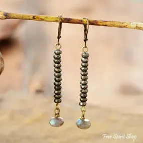 Natural Pyrite & Labradorite Drop Earrings