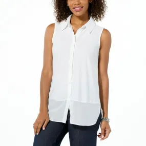      Nina Leonard Sleeveless Mixed Media Top     