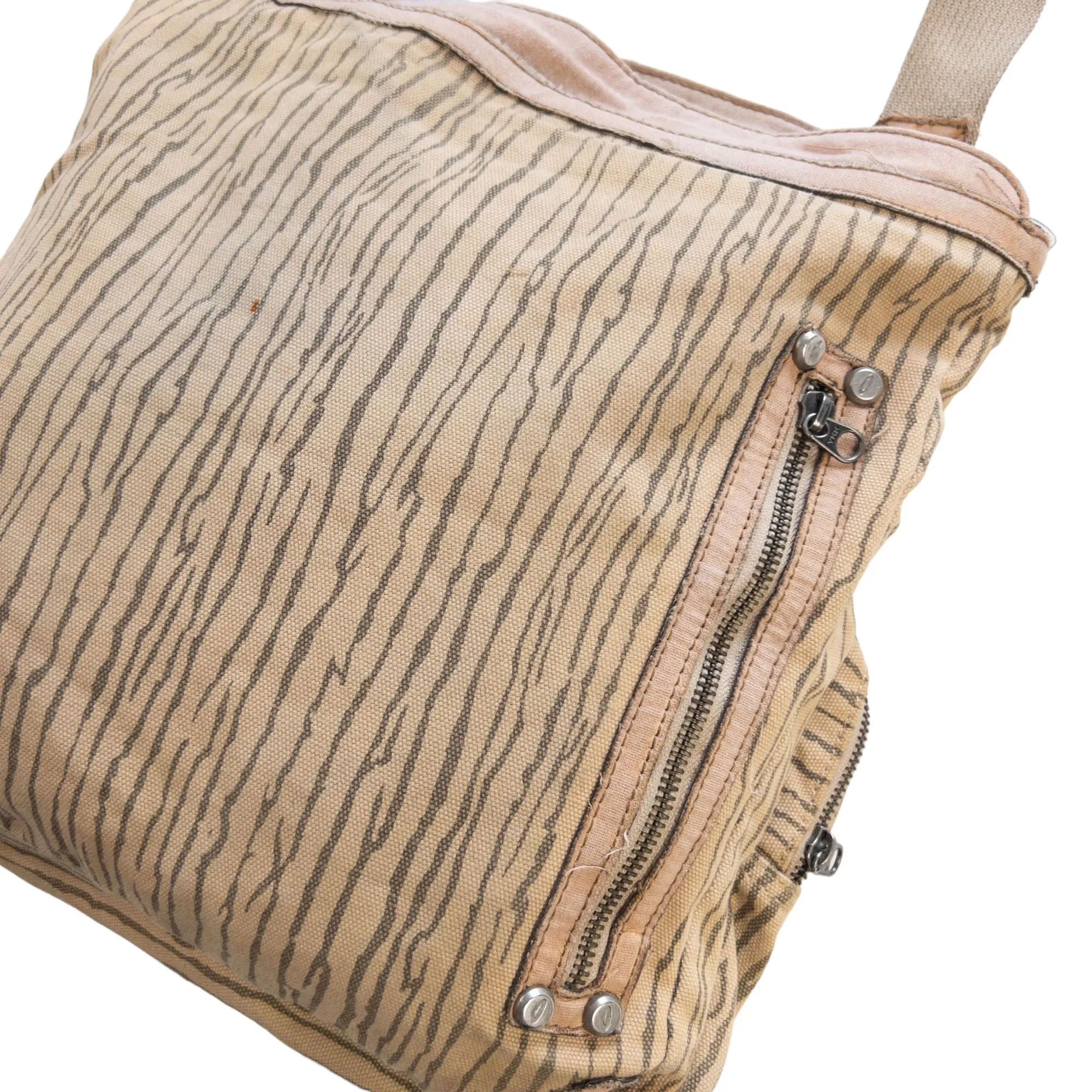 Oakley Beige Striped Pattern Multi-pocket Cross Body Bag One Size 00s | Second Wave Vintage