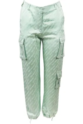 OFF-WHITE C/O VIRGIL ABLOH SATIN JACQUARD STRAIGHT LEG PANTS IT 40 UK 8