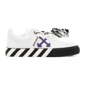 Off-White White and Purple Canvas Vulcanized Sneakers