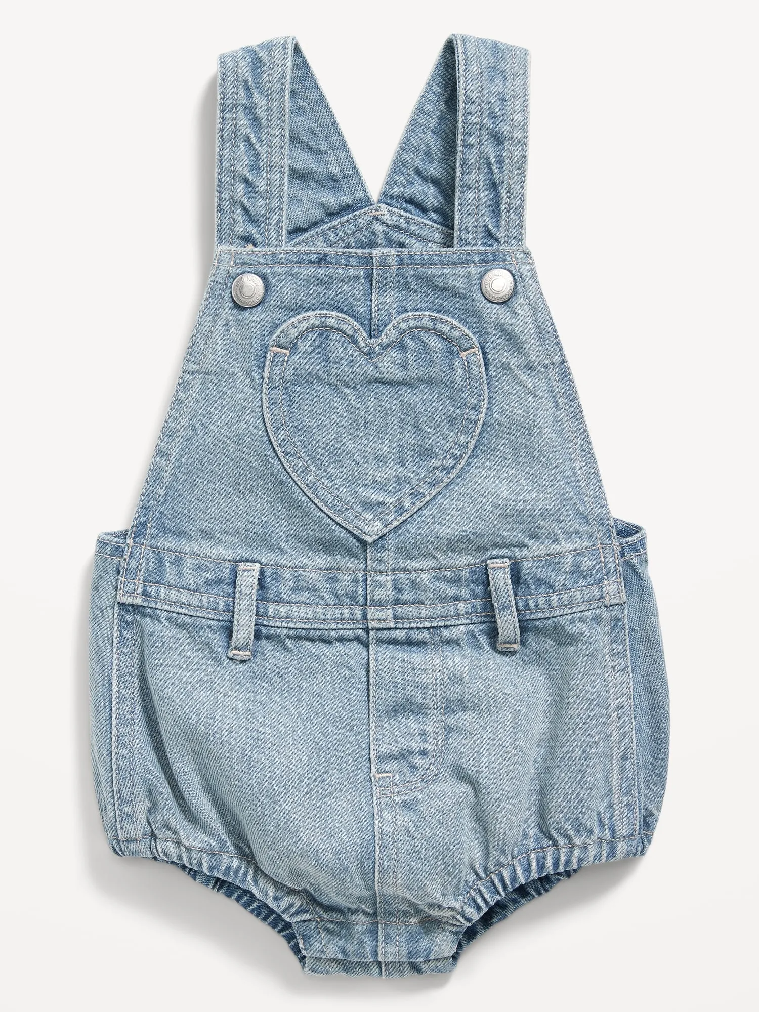 Old Navy Heart-Patch Jean Shortall Romper for Baby