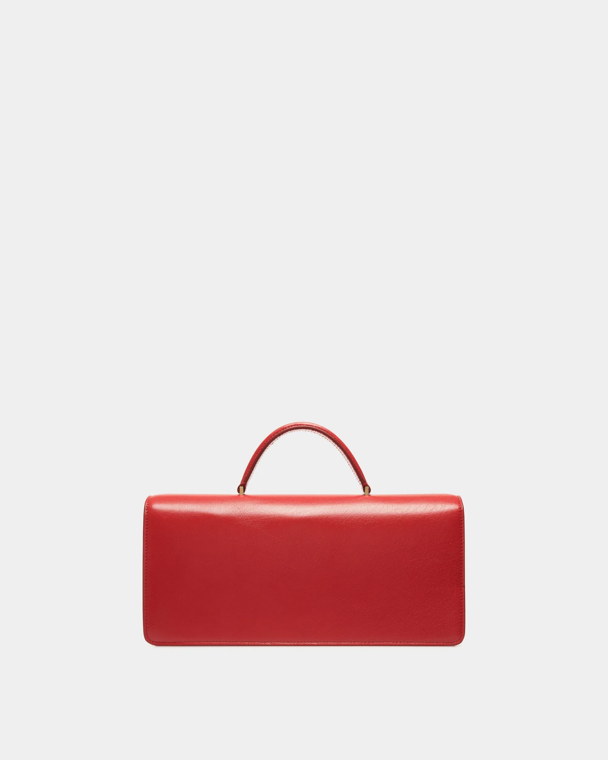 Ollam Top Handle Bag In Red and White Leather