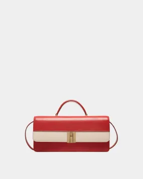 Ollam Top Handle Bag In Red and White Leather